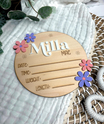 Baby Birth Announcement - Daisies