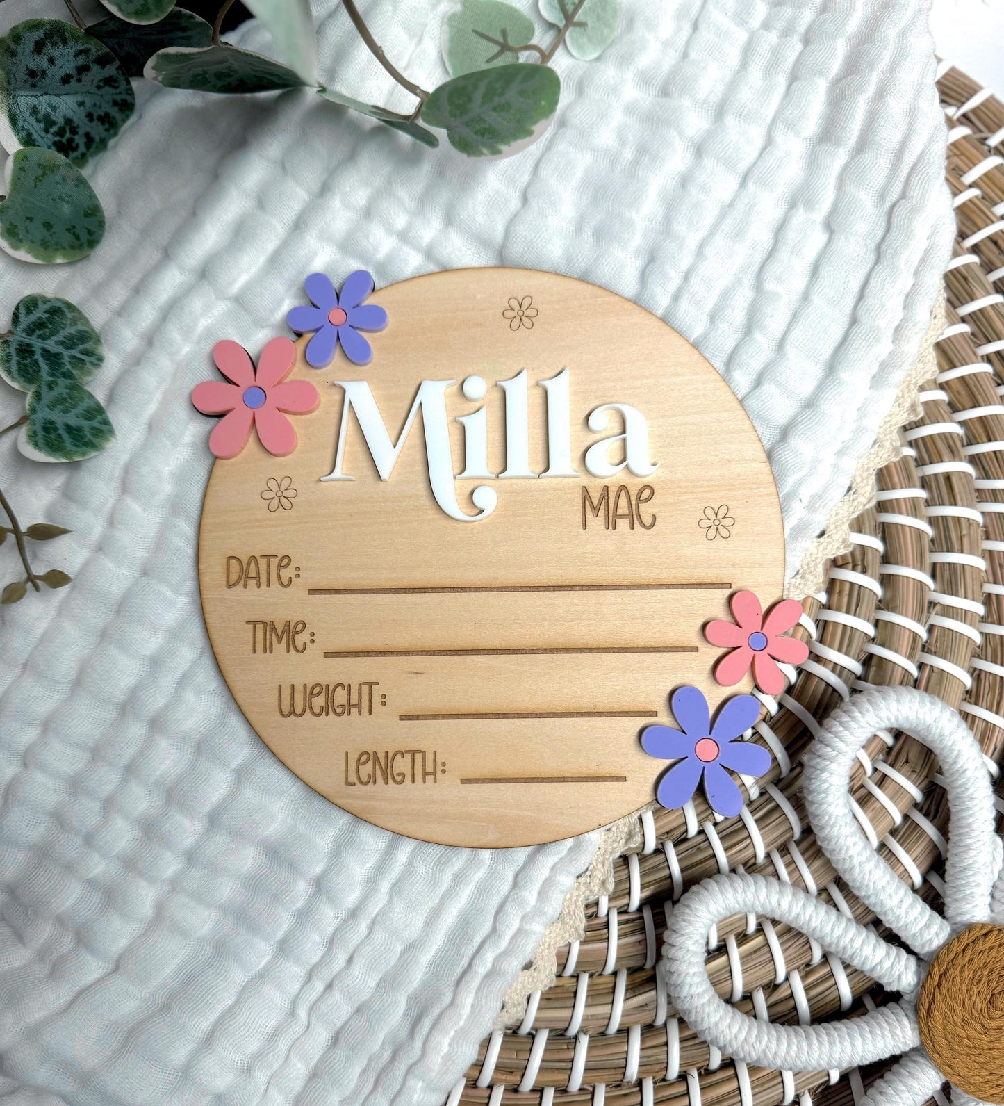 Baby Birth Announcement - Daisies