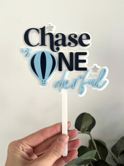 Hot Air Balloon First Birthday Cake Topper