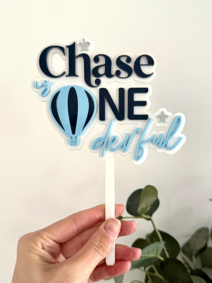 Hot Air Balloon First Birthday Cake Topper
