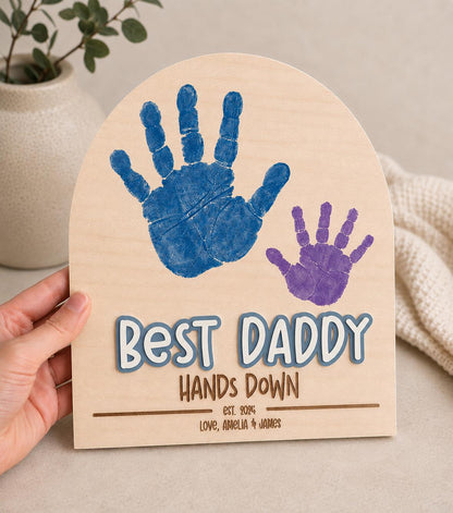 DIY Fathers Day Handprint Plaque