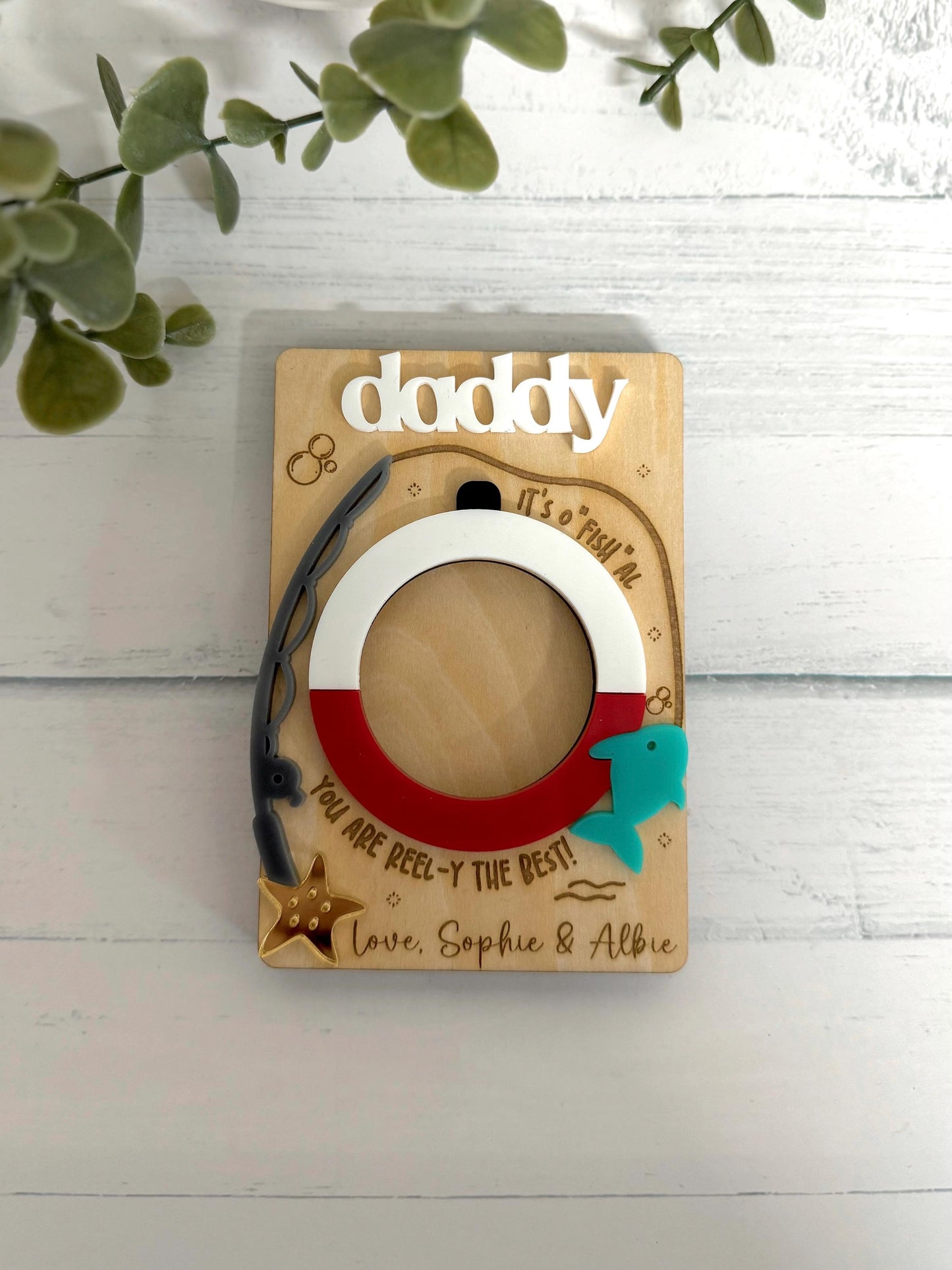 Father's Day Fishing Photo Fridge Magnet