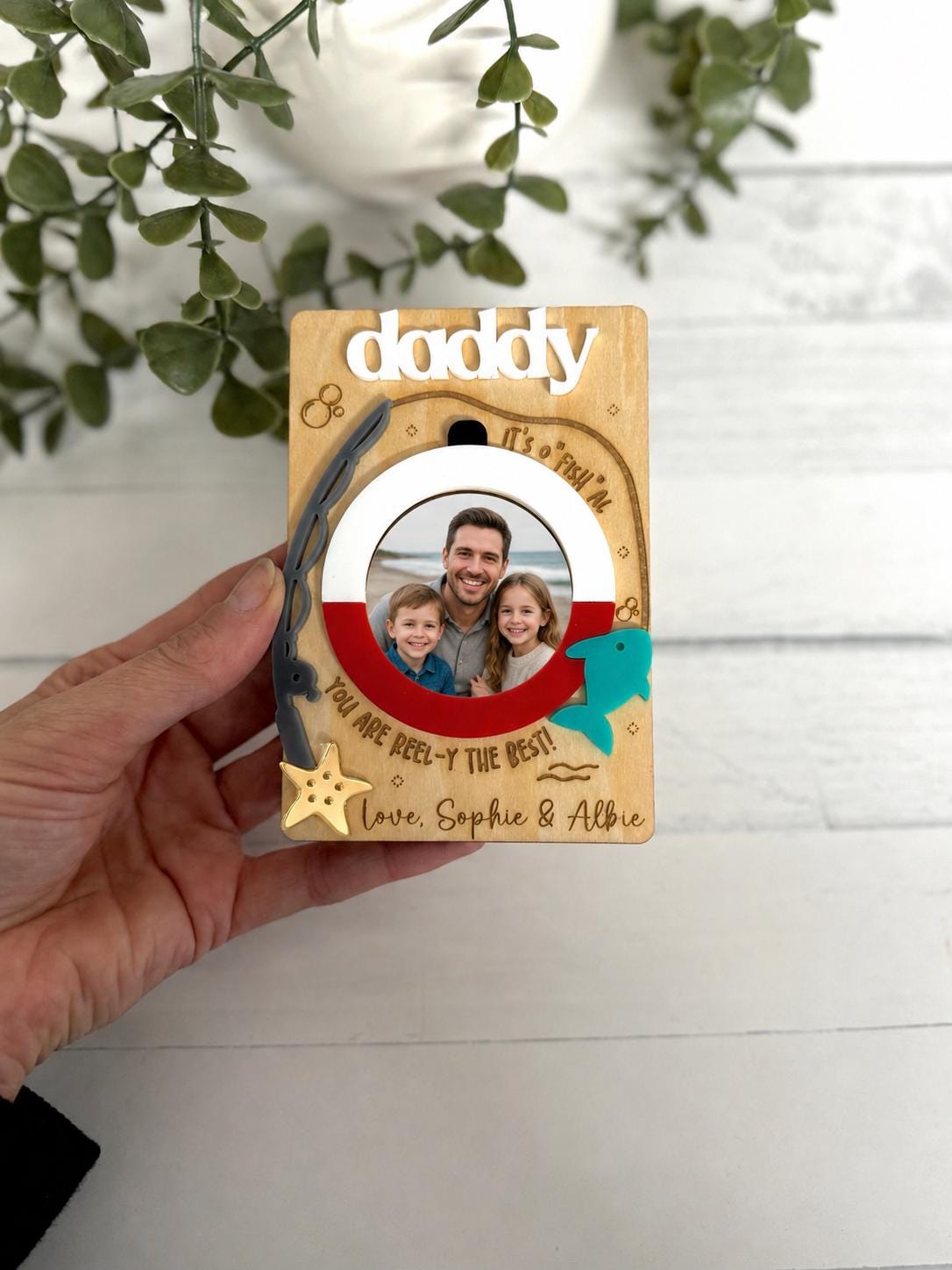 Father's Day Fishing Photo Fridge Magnet