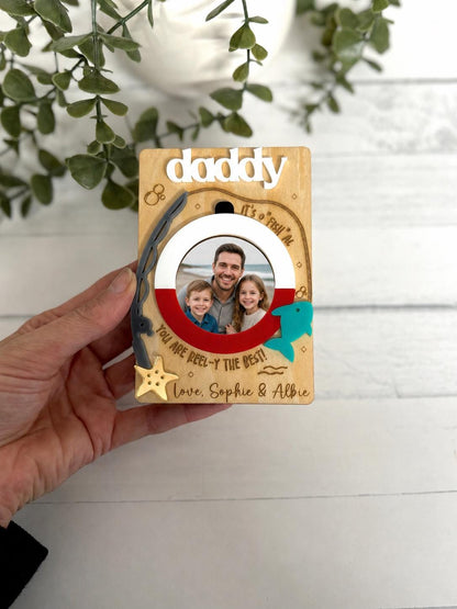 Father's Day Fishing Photo Fridge Magnet