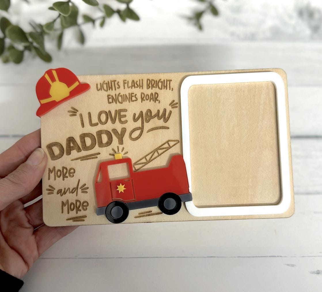 Father's Day Fire Truck Fridge Magnet Frame