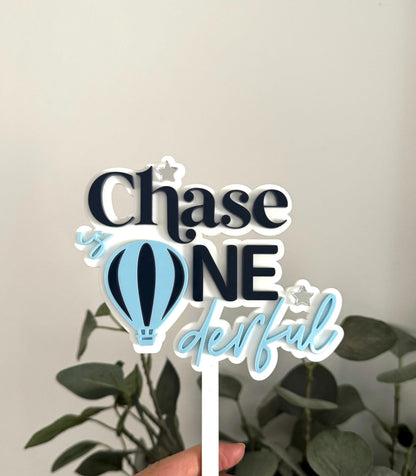 Hot Air Balloon First Birthday Cake Topper