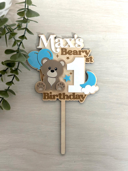 Beary First Birthday Cake Topper