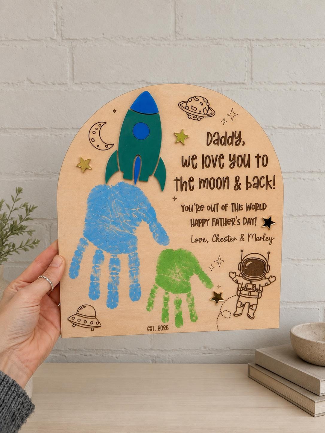 Father's Day Space Handprint Plaque