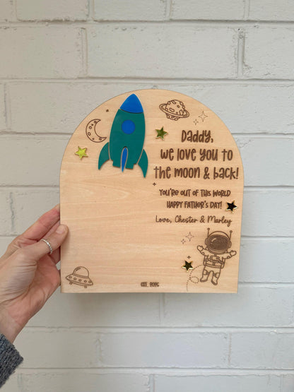 Father's Day Space Handprint Plaque