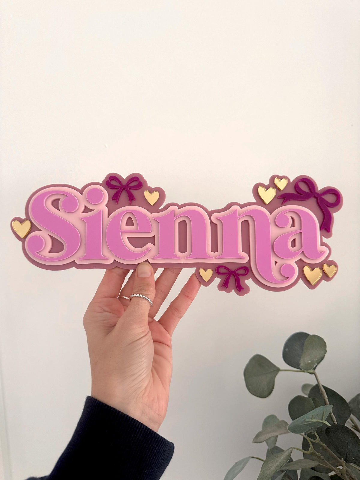 Bow Heart Name Plaque