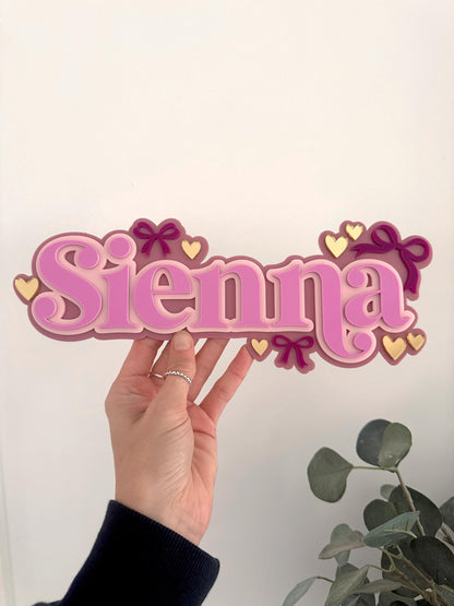 Bow Heart Name Plaque
