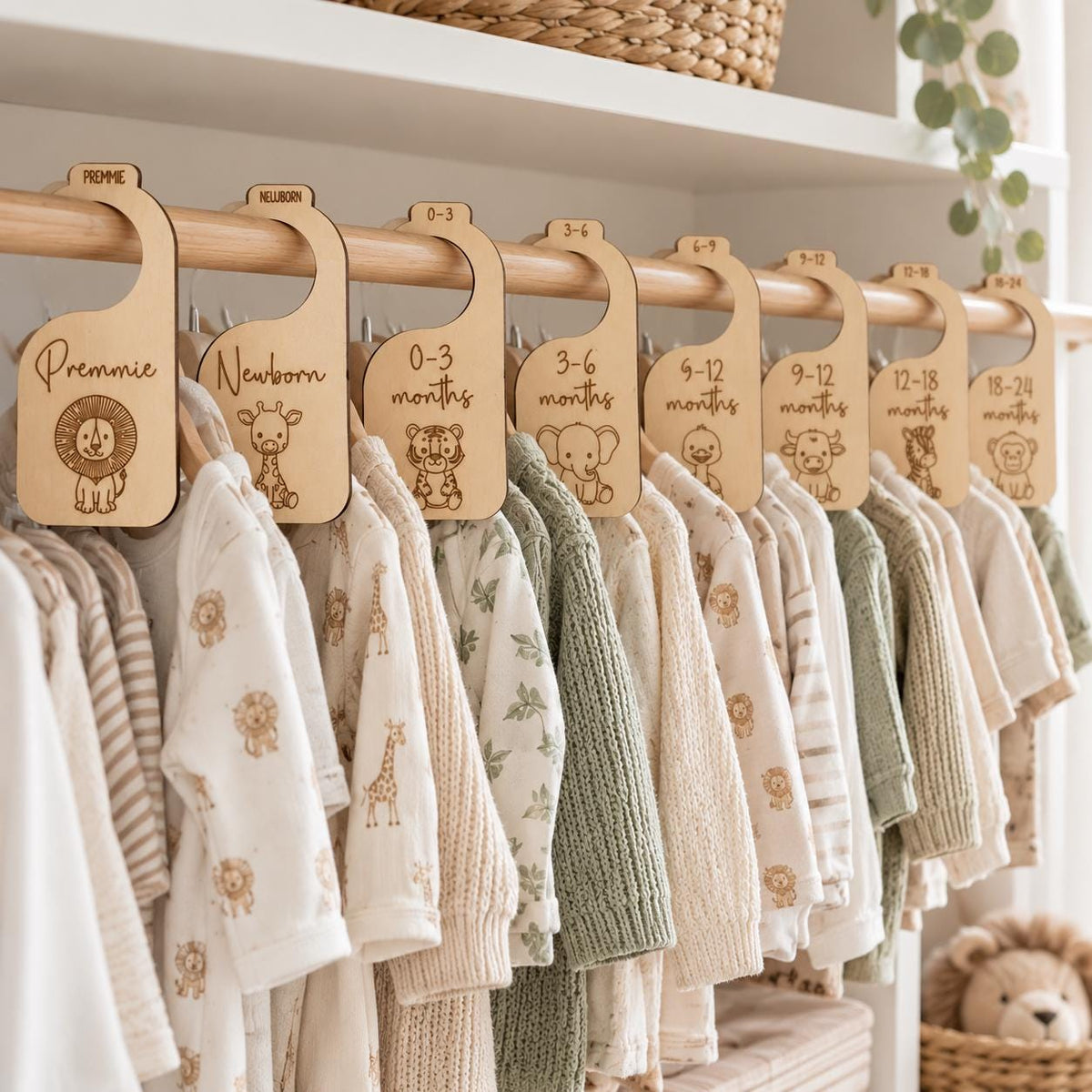 Wooden Animal Baby Closet Dividers
