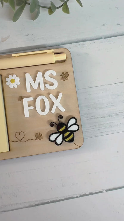 Personalised Post It Note Holder - Bee